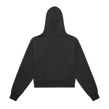 Fleeced Zip-Up Cropped Hoodie
