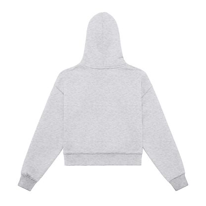 Fleeced Zip-Up Cropped Hoodie
