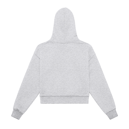 Fleeced Zip-Up Cropped Hoodie