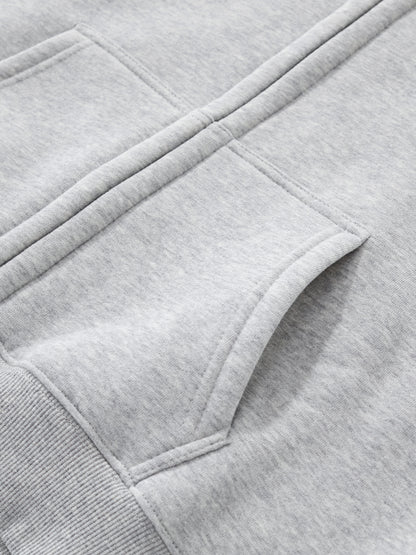 Fleeced Zip-Up Cropped Hoodie